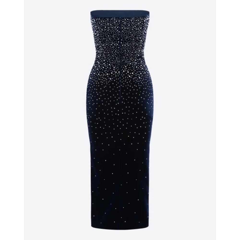 Alex Perry NWOT Crystal Velvet Midi Dress in Midnight - Picture 7 of 7